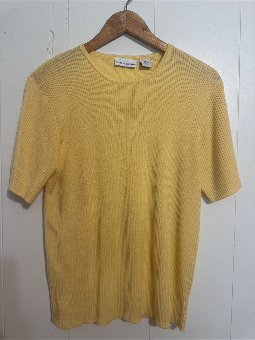croft & barrow Yellow Short-Sleeve Rib Knit Crewneck XL